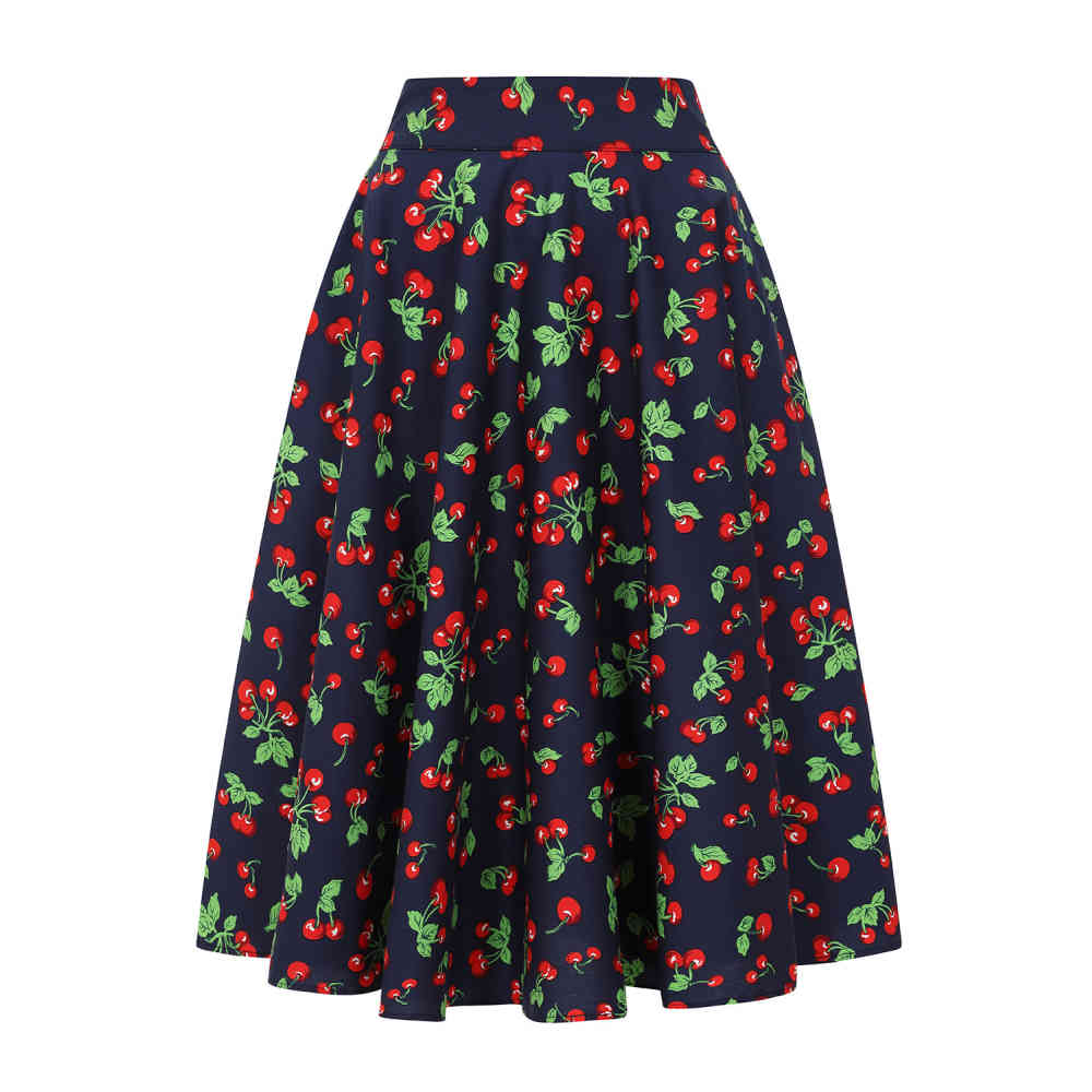 Banned - Cary Cherry Swing Skirt - Blue